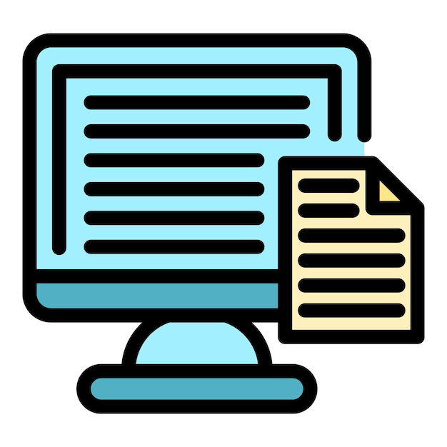 Monitor scenario icon Outline monitor scenario vector icon color flat isolated