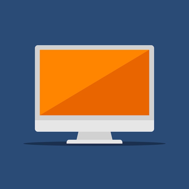 Monitor screen PC icon flat style isolated on blue background Display