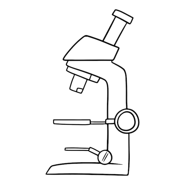 Monochrome picture Metal microscope for research vector illustration in cartoon style