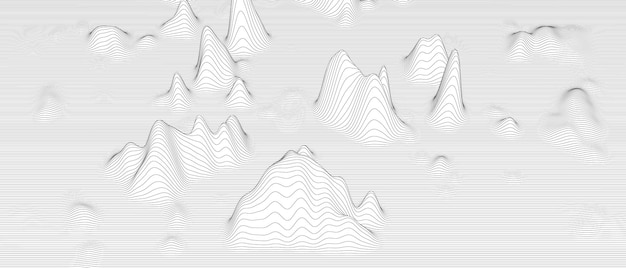 Monochrome sound line waves abstract background . Distorted line shapes on a white background.