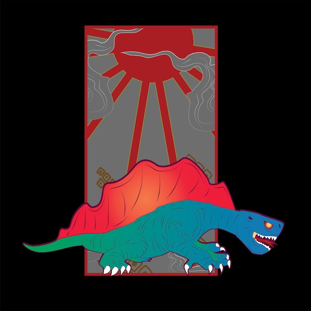 monster illustration with japanese style for kaijune event notebook logo