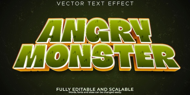 Monster text effect editable green and cartoon text style