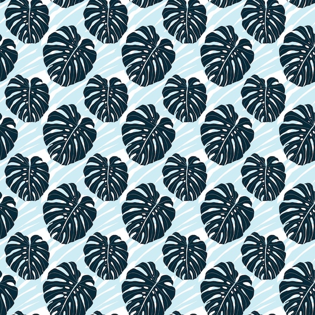 Monstera leaves seamless pattern for textile or wallpapers Vector tropical leaves background