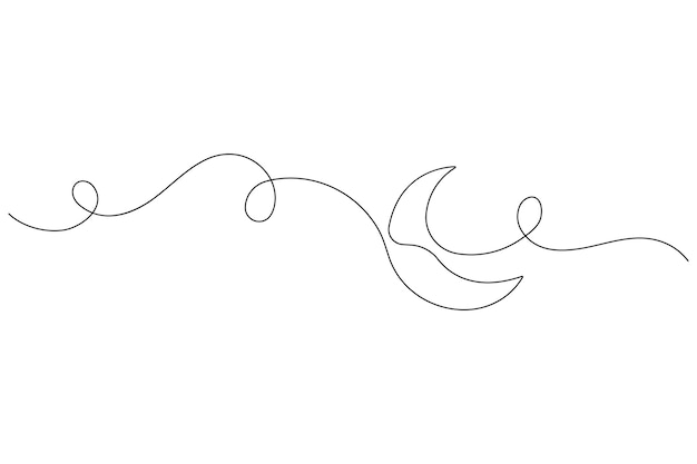 moon symbol one continuous single line art drawing of ramadan kareem and eid banner in simple