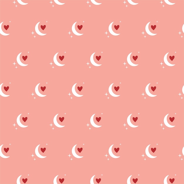 Moon with a heart seamless pattern lovely romantic background great for Valentines Day