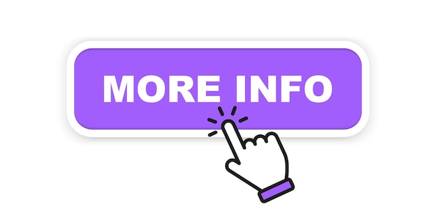 More info button More info button with cursor Button for a site Pointer click Website template design Vector web button