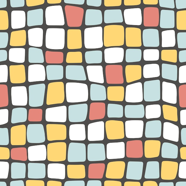 Mosaic seamless pattern Retro rounded squares Minimalistic style in pastel colors