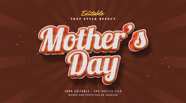 Mother's Day Text in Vintage Style with Embossed Effect. Editable Text Style Effect