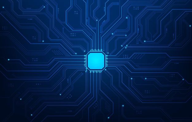 motherboard technology circuit computer on blue background cpu chip electronic processor