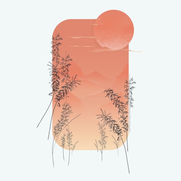 Mountain View and Bamboo Trees