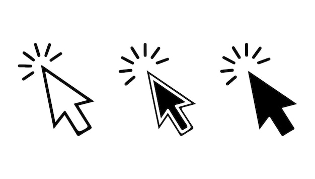Mouse Click Icon Set on White Background