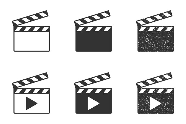 Movie clapperboard icon set Vector illustration