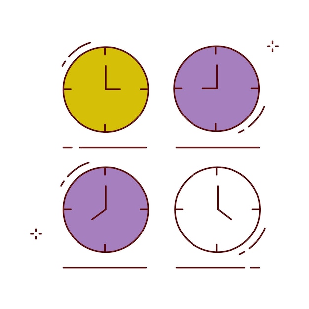 Multiple Timezone Clock Office Vector Icon Design