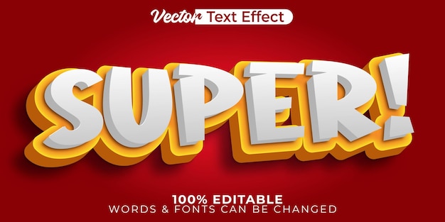 Muokattava punainen sarjakuvamainen Super Vector -tekstitehoste aakkoset