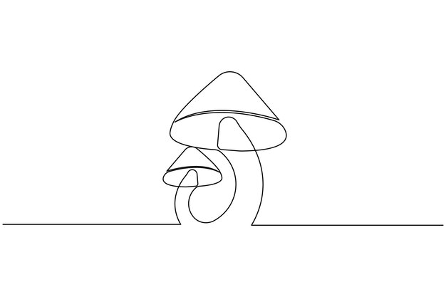 Mushroom continuous one line drawing of isolated outline vector icon