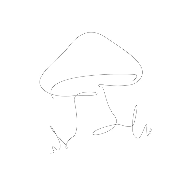 Mushroom one line illustration Line art