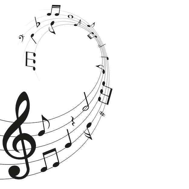 Music notes wave design black musical symbols on white background vector illustration