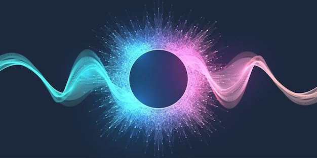 Music poster for electronic festival with dotted lines and waves
