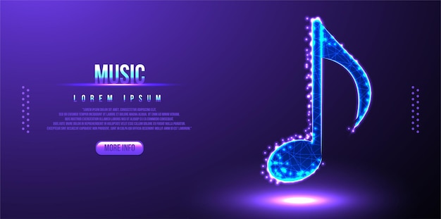 Musical Note Instrument low poly wireframe mesh