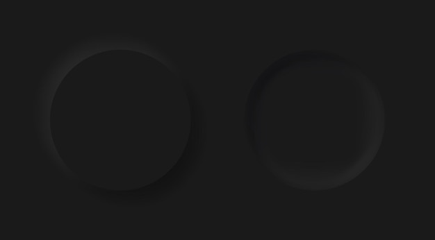 Musta painike, Neumorphism-designelementtien vektorijoukko.