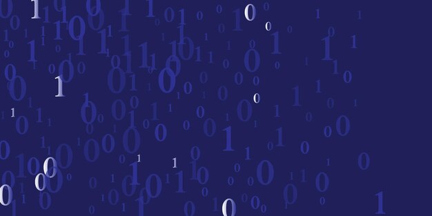 Musta tausta ja siniset numerot 0101, 3d-renderöidä