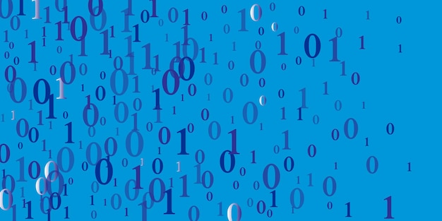 Musta tausta ja siniset numerot 0101, 3d-renderöidä
