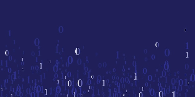 Musta tausta ja siniset numerot 0101, 3d-renderöidä