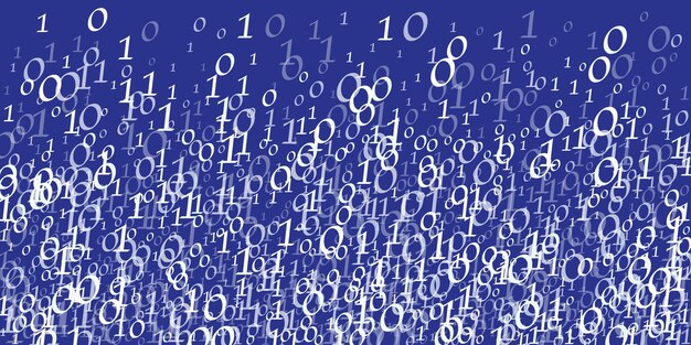 Musta tausta ja siniset numerot 0101, 3d-renderöidä