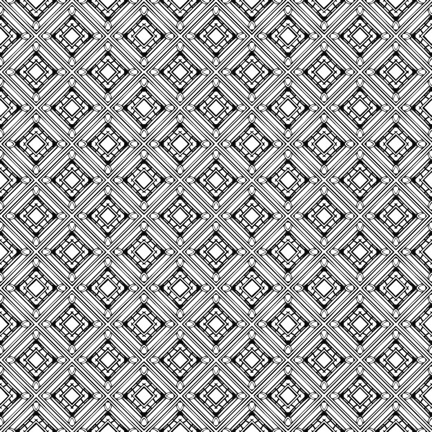 Mustavalkoinen saumaton abstrakti kuviotausta ja -pohja. Harmaasävyinen koristeellinen design.