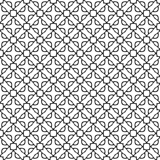 Mustavalkoinen saumaton abstrakti kuviotausta ja -pohja. Harmaasävyinen koristeellinen design.