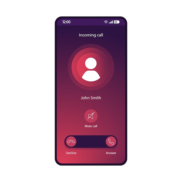 Mute call smartphone interface vector template