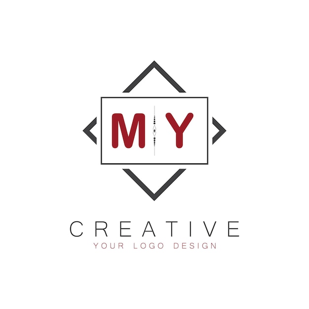 MY initial monogram logo with creative square style design