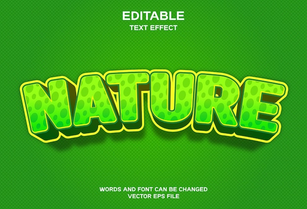 Nature 3d banner editable text effect design vector