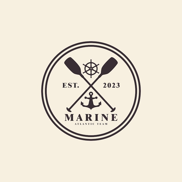 nautical badge logo with retro style design vector design