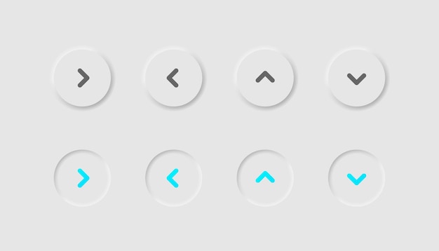 navigation arrow in neumorphism style icons for business white ui ux next arrow symbol up down right left ok more forward neumorphic style vector illustration