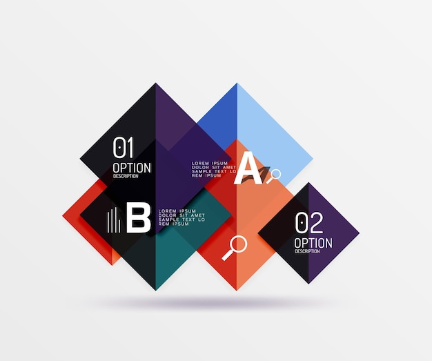 Neliönmuotoinen geometrinen abstrakti tausta Vektorimallipohja työnkulun asetteluun, kaavion numeroasetuksiin tai web designiin