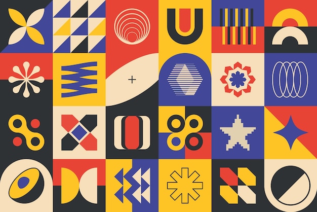 neo geo abstract bauhaus seamless pattern