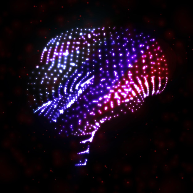 Neon brain abstract illustration