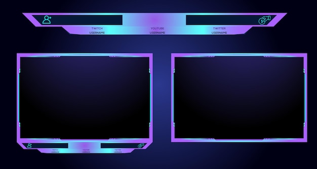 Neon facecam and overlay set design for live streamer