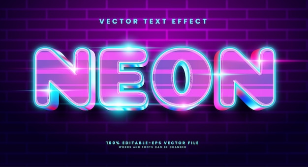 Neon glow editable text style effect Vector text effect with luxury concept