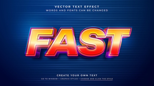 Neon Glow Fast Text Effect Vector Illustration Graphic Styles Editable Effect
