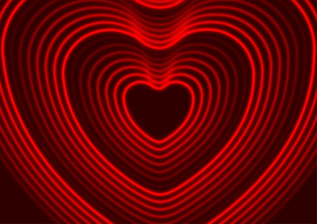 Neon glowing laser heart shape abstract background