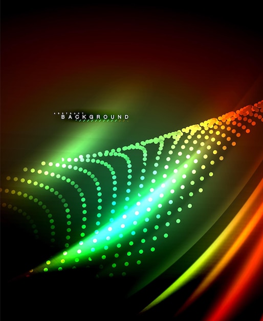 Neon glowing techno lines hitech futuristic abstract background template with square shapes