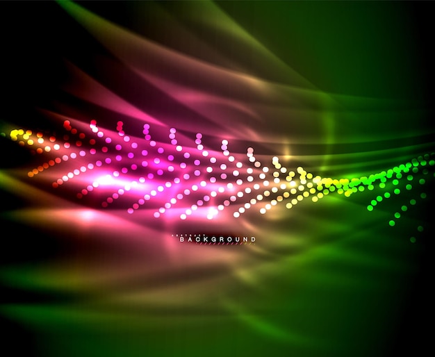 Neon glowing techno lines hitech futuristic abstract background template with square shapes