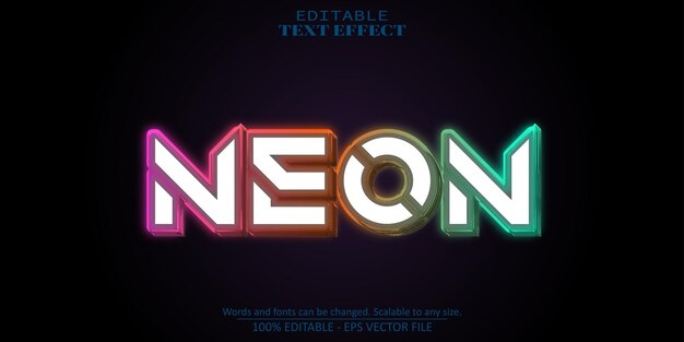 Neon glowing text effect editable neon light text style