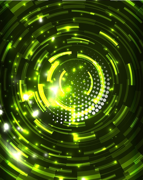 Neon green circles vector abstract pattern background