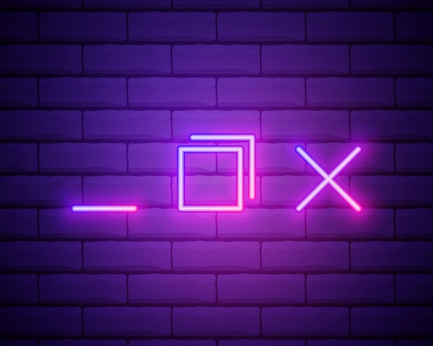 neon light browser window icon internet page symbol website empty template sign glowing graphic design brick wall vector