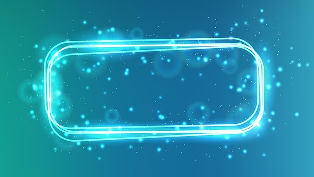 Neon rectangular frame with shining effects and sparkles