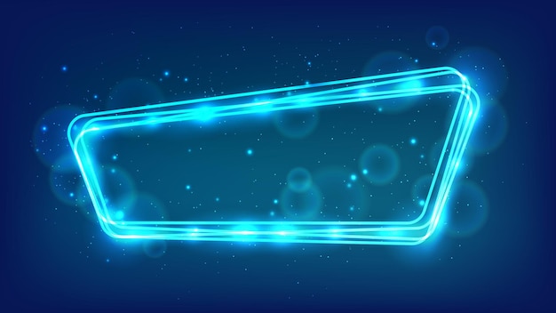 Neon rounded frame with shining effects and sparkles