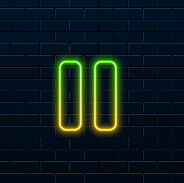 neon style Pause icon 3d for Internet icon and application icon